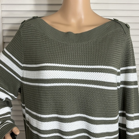 NWT Talbots Striped Boatneck Nautical Buttons Sweater 2X - Picture 3 of 12